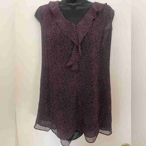 Women's Sleeveless Ruffle Top - Black and Pink